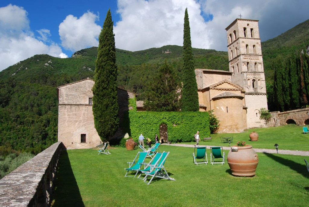 Grounds outside the Abbey of S Pietro in Valle, Umbria Italy